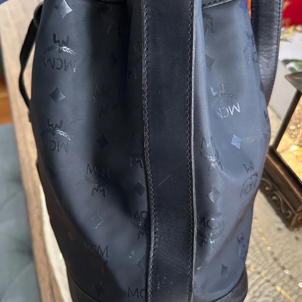 Vintage MCM Black Canvas/Leather Bucket Bag - Picture 8 of 16